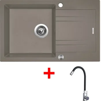 Granitový dřez Granitový dřez Sinks LINEA 780 XC Truffle + Elasta nerez/černá G20754XC