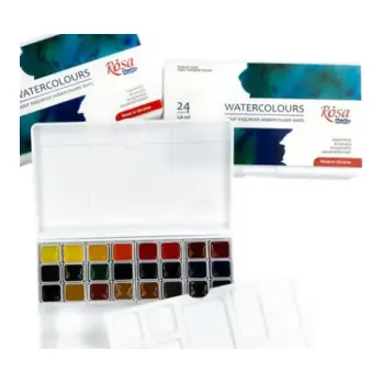 Vodová barva Sada akvarelových barev Rosa Studio 24ks v plastové krabičce