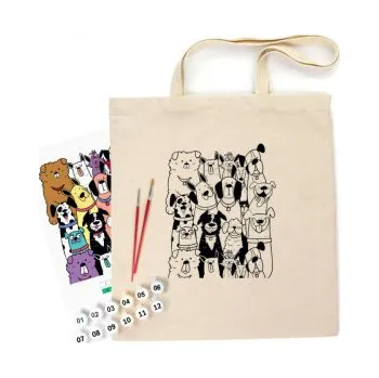 kreativní sada Bavlněná taška s motivem pro pomalování 38x42cm – Psi
