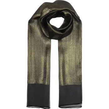 Šála Classic Scarf Slavnostní třpytivá černá zlatá šála s hedvábím, přehoz přes šaty na ramena, štola na ples, svatbu zlatý lurex