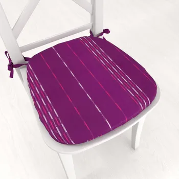 Podsedák Oblý bavlněný podsedák Olivia OL-002 Proužky na fialovém - 39x37x3 cm