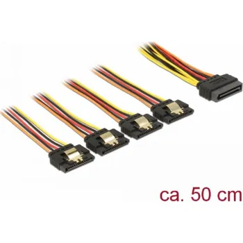 Kabel do PC DeLOCK kabel SATA 15Pin samec > 4x SATA 15Pin samice