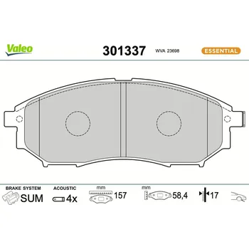 Brzdová destička Sada brzdových destiček, kotoučová brzda VALEO 301337