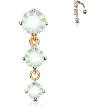 Piercing Šperky4U Obrácený zlacený piercing do pupíku s opality - WP0008-RDOP