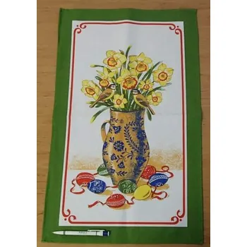 Váza Utěrka Velikonoční, bavlna, Váza s narcisy c=1ks