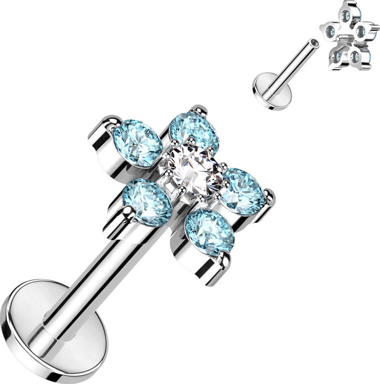 Šperky4U Labreta / piercing do ucha - kytička - LB0009-Q