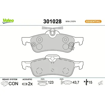 Brzdová destička Sada brzdových destiček, kotoučová brzda VALEO 301028