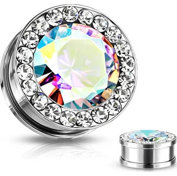 Piercing Šperky4U Plug do ucha se zirkony - PL01036AB-12