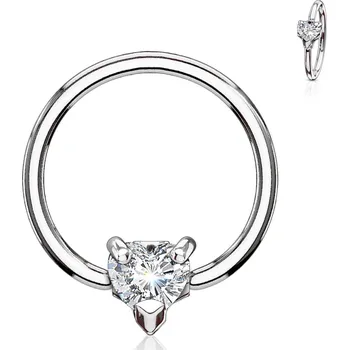 Piercing Šperky4U Piercing - kruh se srdíčkem, čirá barva - K1022-C