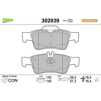 Brzdová destička Sada brzdových destiček, kotoučová brzda VALEO 302039