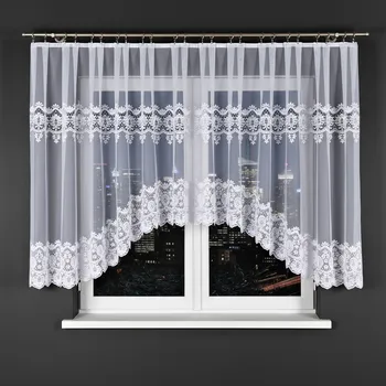 Dekorační krátká vzorovaná záclona na žabky DARIA 140 bílá 400x140 cm MyBestHome