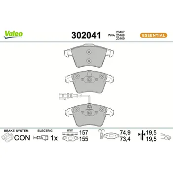 Brzdová destička Sada brzdových destiček, kotoučová brzda VALEO 302041