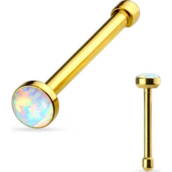 Piercing Šperky4U Zlacený piercing do nosu - opál - N0010