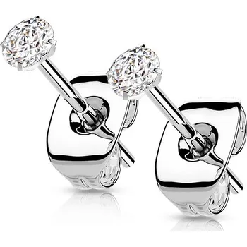 Šperk Šperky4U Titanové náušnice s kulatým zirkonem - KM2019-02