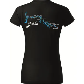 Dámské tričko DOBRÝ TRIKO Dámské tričko s potiskem Sázava Barva: Černá, Velikost: 3XL