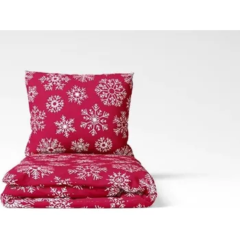 Povlečení Chanar Bavlněné povlečení Vločky červené 140x200 70x90