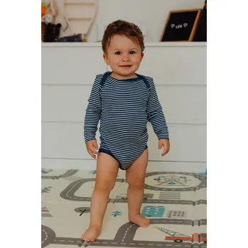 Kojenecký body Dětské body z merino vlny a hedvábí Cosilana s dlouhým rukávem modrý pruh Velikost: 98/104