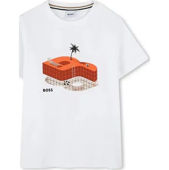 Chlapecké tričko Dětské bavlněné tričko BOSS J52032.162.174 béžová 01X, vel. 174