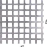 děrovaný plech, otvor 10 x 10 mm, rozteč 14 mm, Zn - ocelový pozinkovaný plech, čtvercové řadové děrování, rozměr plechu 2000 x 1000 x 1,0 mm, povrchová úprava pozink