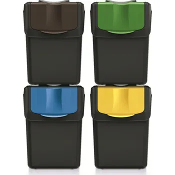 Odpadkový koš Prosperplast Sortibox Slim PPISWB20S4-S411 odpadkové koše na tříděný odpad 4x 20 l černé