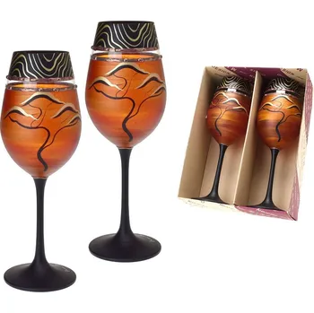 Sklenice Studio Miracle Sklenice na víno 2ks. přátelská souprava - hnědé, 250ml, ruční dekorace