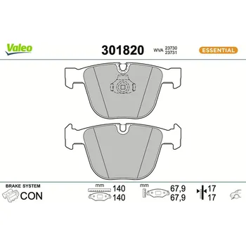 Brzdová destička Sada brzdových destiček, kotoučová brzda VALEO 301820