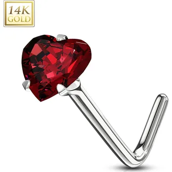 Piercing Šperky4U Zlatý piercing do nosu - červený zirkon, Au 585/1000 - ZL01192R-WG