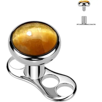 Piercing Šperky4U Kompletní microdermal piercing TITAN, tygří oko - MD049