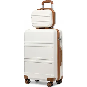 Módní doplněk Kono cestovní kufr na kolečkách s kosmetickým kufříkem ABS - 8L/44L - béžovo hnědý K1871-1L