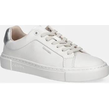 Pánské tenisky Kožené sneakers boty Calvin Klein CUPSOLE LACE UP W/ML - LTH HW0HW02288 bílá 00A, EUR 37