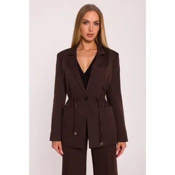 Dámské sako Elegantní sako se šňůrkami MOE M873 hnědé EU velikost: L
