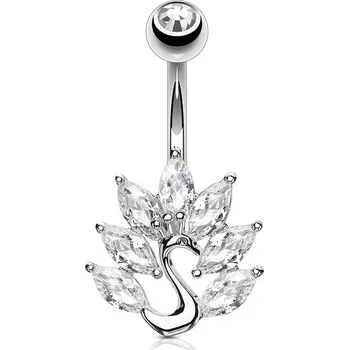Piercing Šperky4U Piercing do pupíku páv, čirá barva - WP0007-C