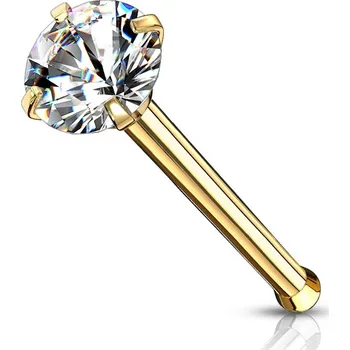 Piercing Šperky4U Zlacený piercing do nosu - čirý zirkon - N0132GDC-025