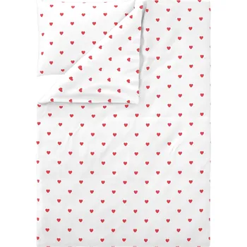 Povlečení LIVARNO® Ložní povlečení Renforcé, 140 x 200 cm, 70 x 90 cm (bílá/červená)