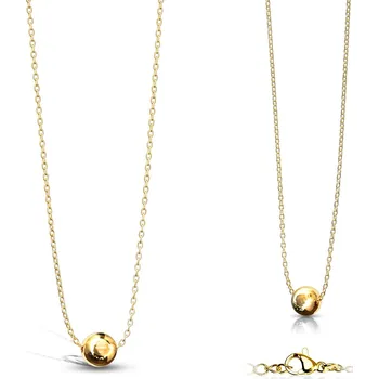 Náhrdelník Šperky4U Zlacený ocelový náhrdelník s kuličkou - OPD0179-GD