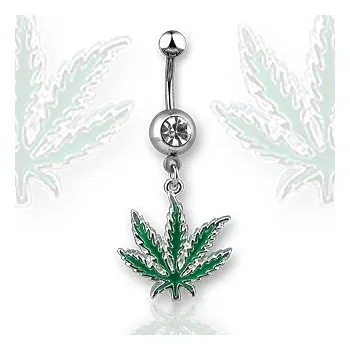 Piercing Šperky4U Piercing do pupíku - list marihuany - WP01018