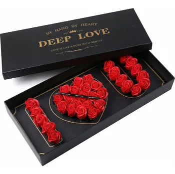 umělá květina Medvídárek Medvídárek velký dárkový box z mýdlových růží červený