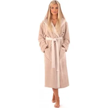 Dámský župan Dámský dlouhý savý župan s kapucí TAMPA duo oříšková - XXL