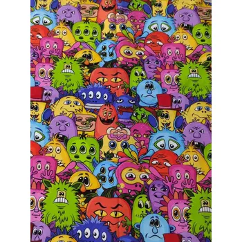 Úplet bavlněný s digitálním tiskem příšerky