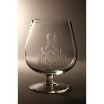 Sklenice Křišťálová číše 1l s rytinou tulících se koček - ručně ryté (broušené)