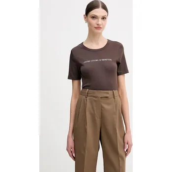 Bavlněné tričko United Colors of Benetton 3GA8E16A2 hnědá 89X, vel. XXS