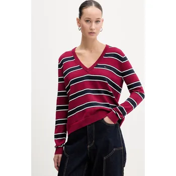 Pánský svetr Bavlněný svetr Tommy Jeans DW0DW19888 burgundské 93A, vel. M