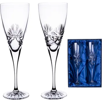 Sklenice Bohemia Crystal sada 2 broušených sklenic na červené víno. Brus Mašle