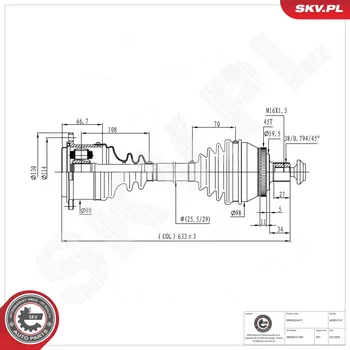 Poloosa kola Hnací hřídel - poloosa ESEN SKV 40SKV147