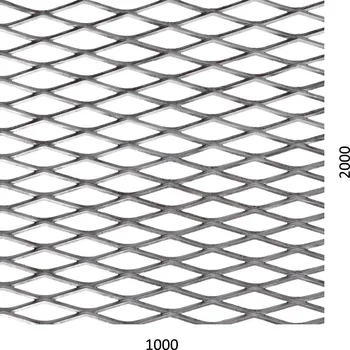 Plech tahokov kosočtvercová oka 42 x 12 mm, můstek 3 mm, Fe - rozměr 1000 x 2000 x 1,5 mm, bez povrchové úpravy