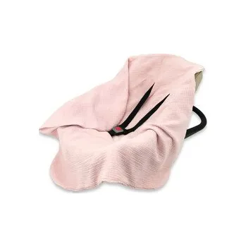 Dětský pokoj KIECZMERSKI Otulacz muślinowy - kocyk do nosidełka, fotelika kubełkowego 75x75 cm MUŚLIN bawełna 100% pudrowy róż