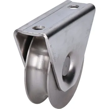 kolečko pro posuvnou bránu VK58/16-U, nerez - kladka ø 58 mm pro bránu po kolejnici, montáž pod rám, profil U, nosnost 300 kg, nerez /AISI304