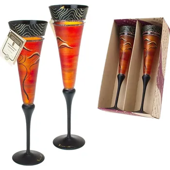 Sklenice Studio Miracle Sklenice na šampaňské 2ks. přátelská souprava - Třpyt, 180ml, ruční dekorace