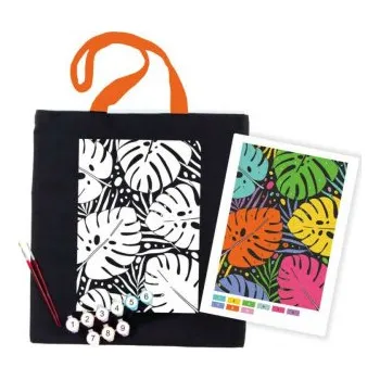 kreativní sada Bavlněná taška s motivem pro pomalování 38x42cm – Tropické listy