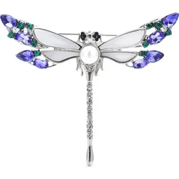 Souprava šperků B-TOP Elegantní brož Vážka s perlami a barevnými krystaly